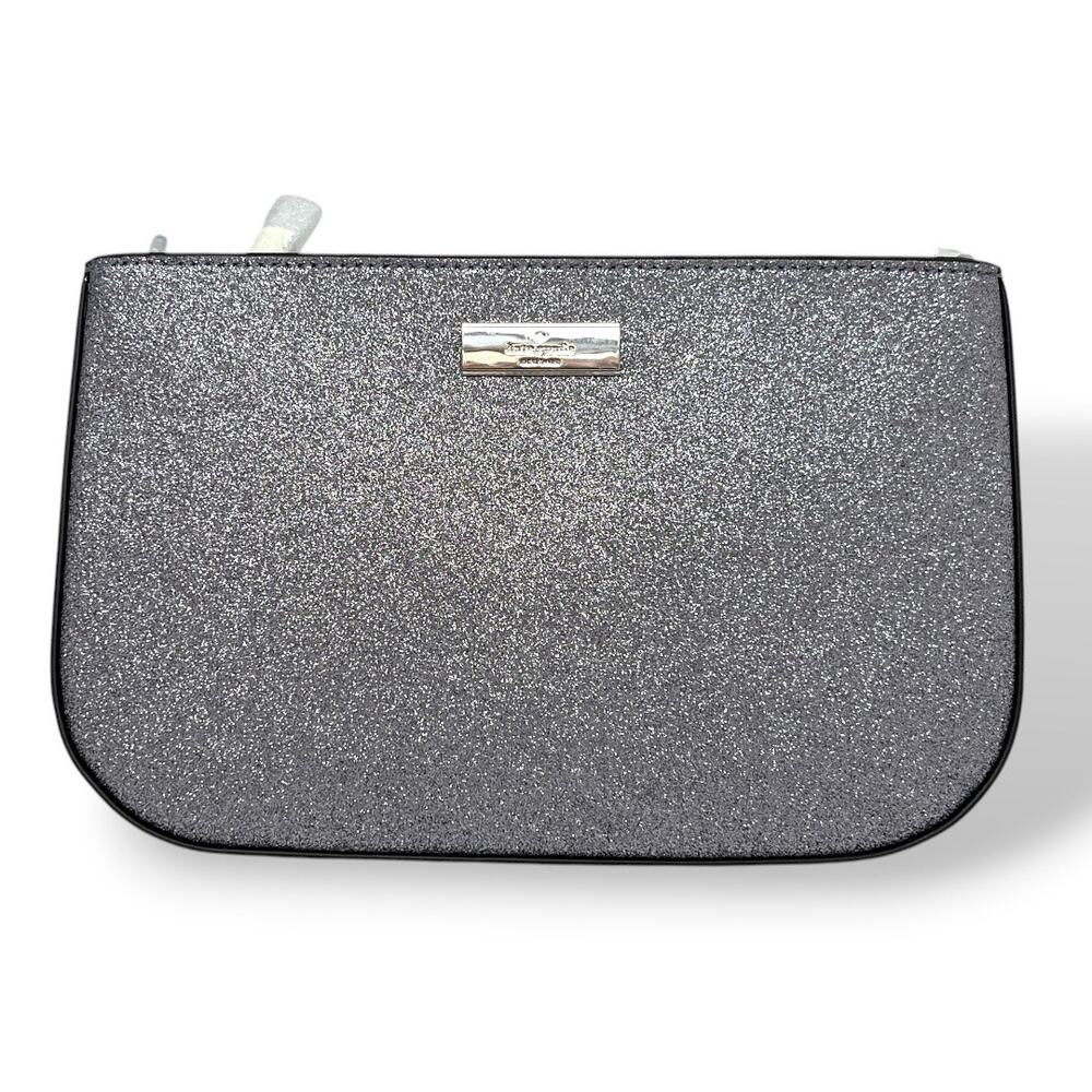 Kate Spade Glitter Lilly Pochette Silver Candied Flower Glitter NWT $249 - Picture 8 of 8
